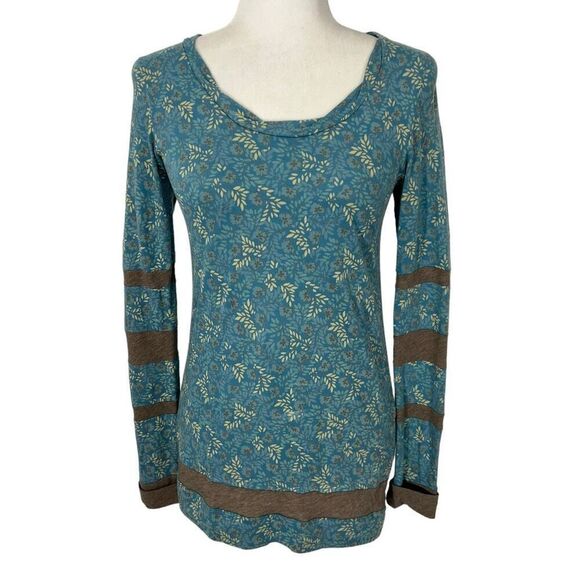 Marc Jacobs Floral Teal Blue Cotton NWT !!! Small Long Sleeve Top - Picture 1 of 12